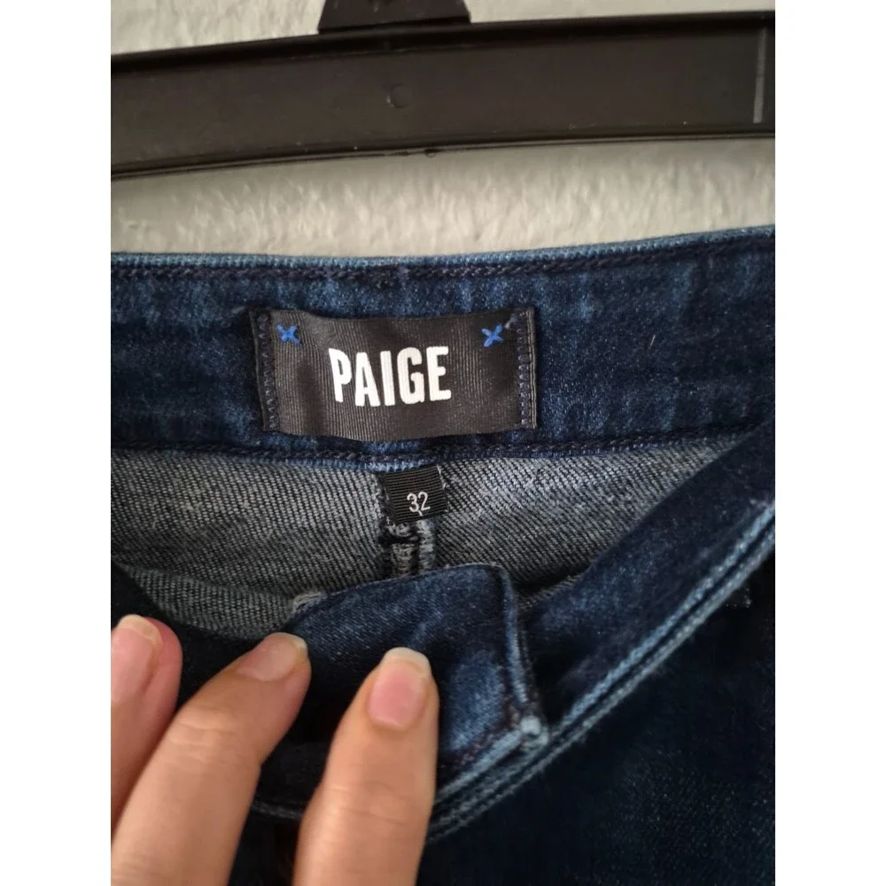 Paige Anessa Jeans Womens 32 High Rise Wide Leg Cropped Stretch Dark Wash Denim